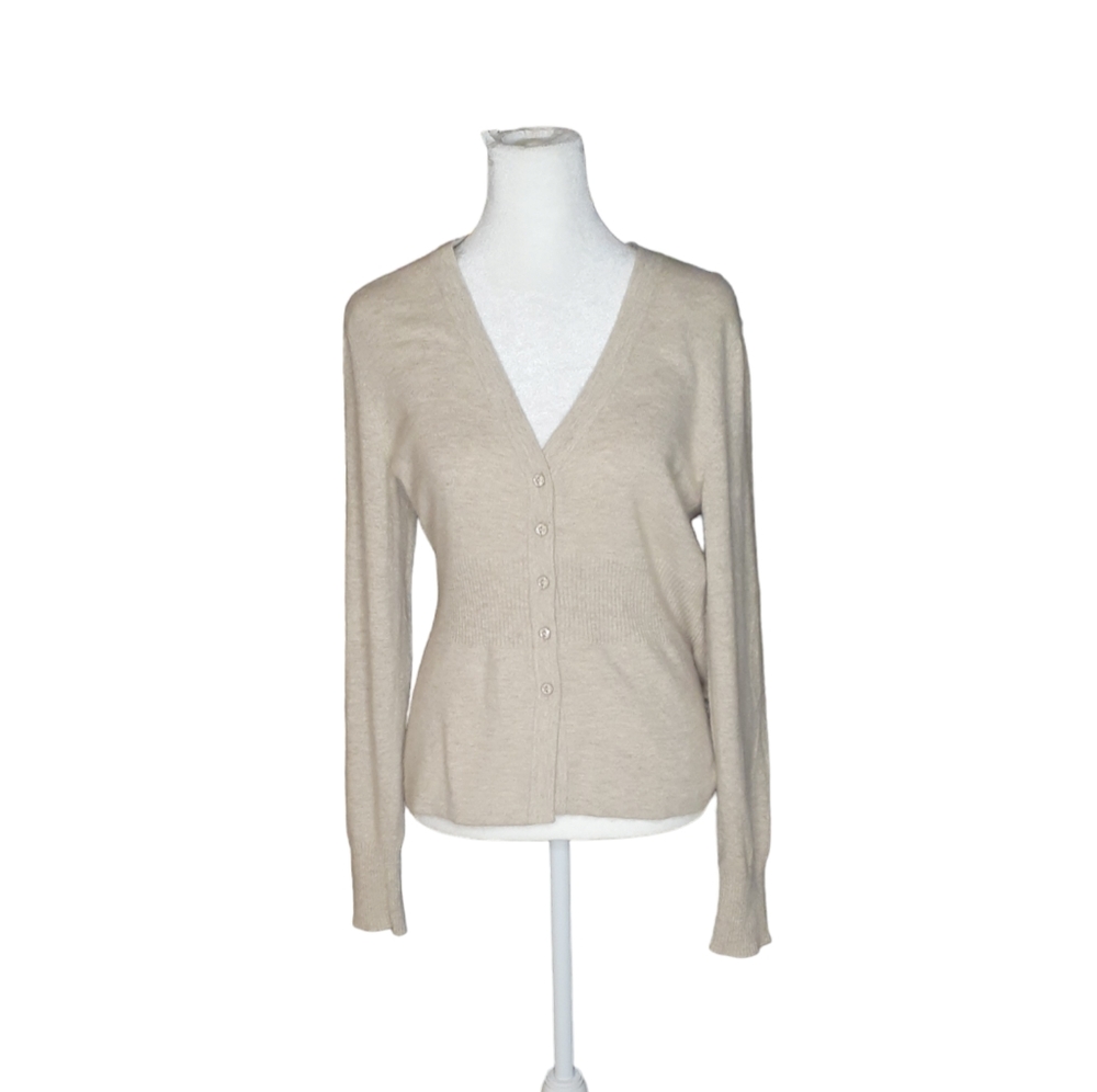 Marina Luna Angora blend tan cardigan sweater. Size M Excellent Condition